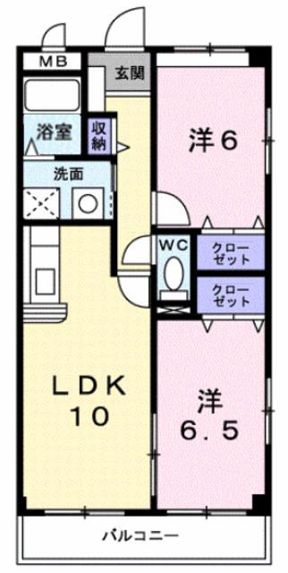 アクロスII(2LDK/1階)の間取り写真