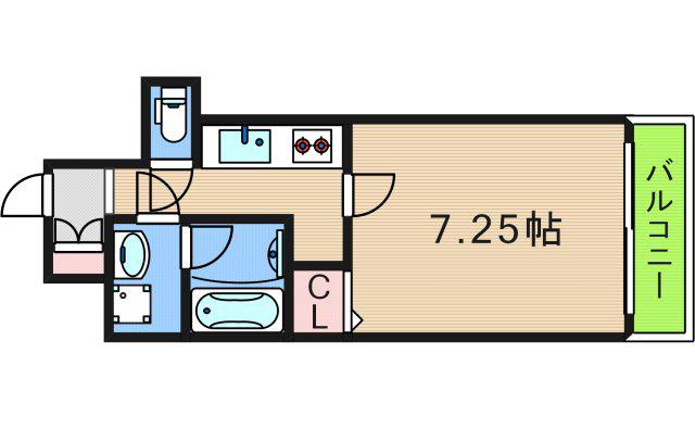HARU花園町(1K/4階)の間取り写真