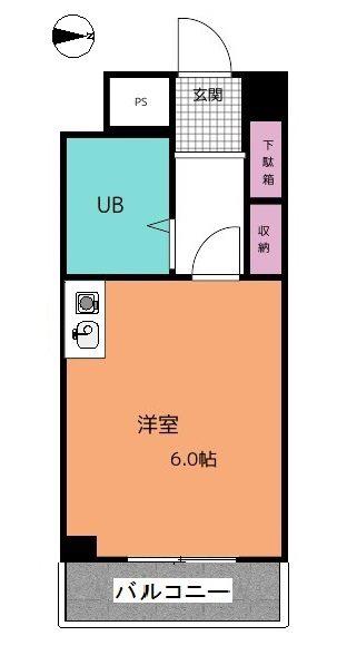 第2サンコート東戸塚(ワンルーム/2階)の間取り写真