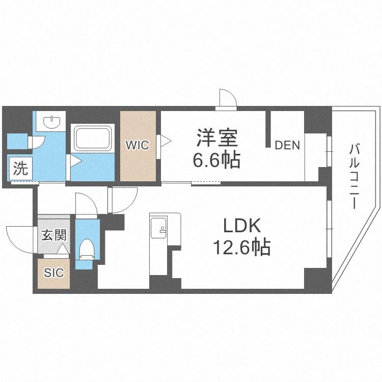 ELYSION天王寺(1LDK/6階)の間取り写真