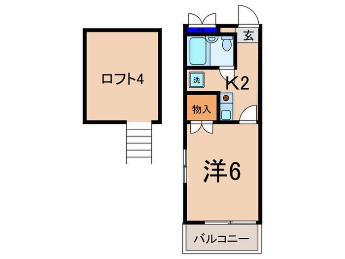 ヴィラヴィアン鷺沼(1K/2階)の間取り写真
