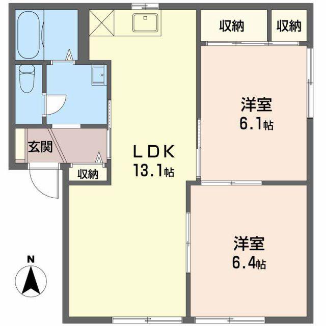 ルミエール コーポ A(2LDK/1階)の間取り写真