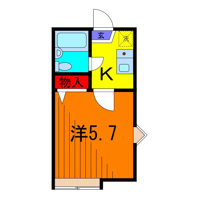 グランソレイユ亀有(1K/2階)の間取り写真