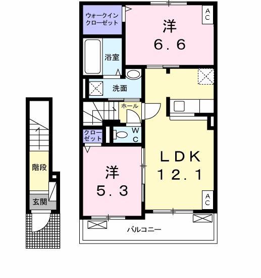 カーサ ベリンダII(2LDK/2階)の間取り写真