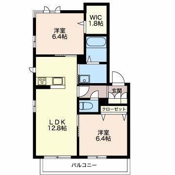ラ・エスペランサ(2LDK/2階)の間取り写真