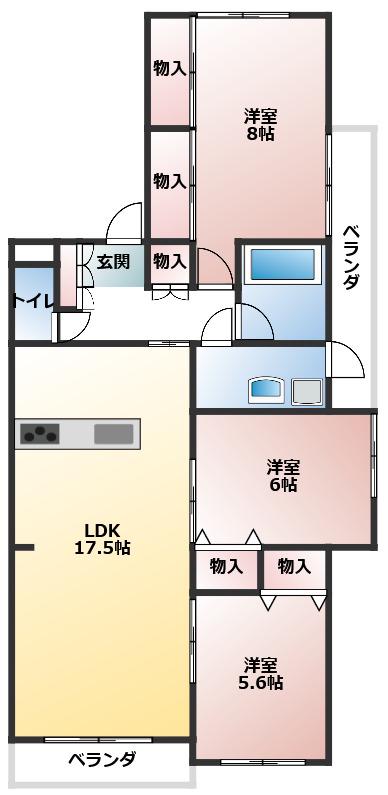 シンフォニー城見(3LDK/3階)の間取り写真