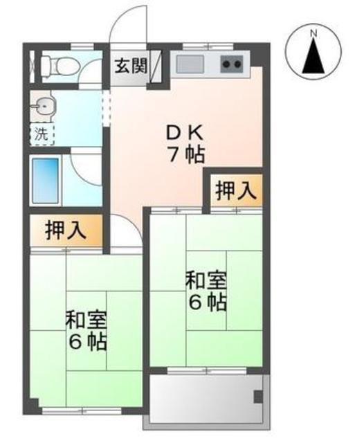 川幡コーポ(2DK/1階)の間取り写真