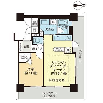 ライオンズタワー神戸旧居留地(1LDK/10階)の間取り写真