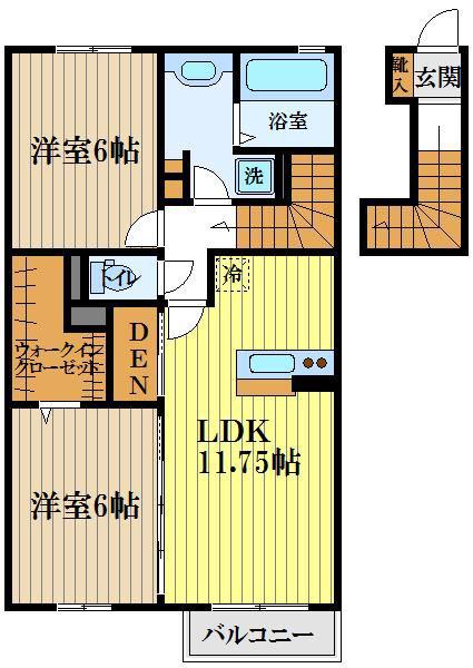 クレールヴェルデ(2LDK/2階)の間取り写真
