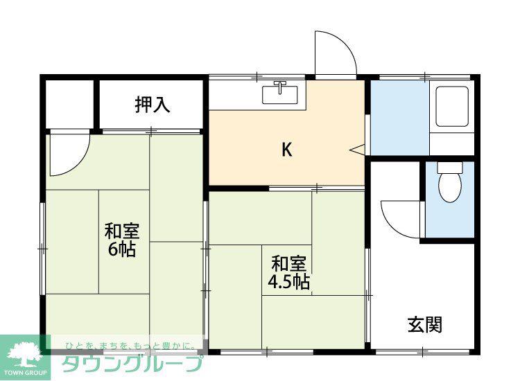 JR武蔵野線 市川大野駅 徒歩4分 1階建 築55年(2K/1階)の間取り写真