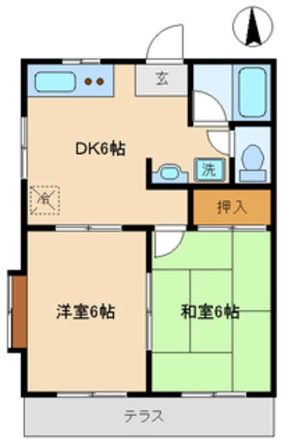 ネオハイム 弐番館(2DK/1階)の間取り写真