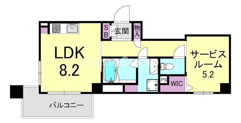 インテリジェンス御堂(1LDK/4階)の間取り写真