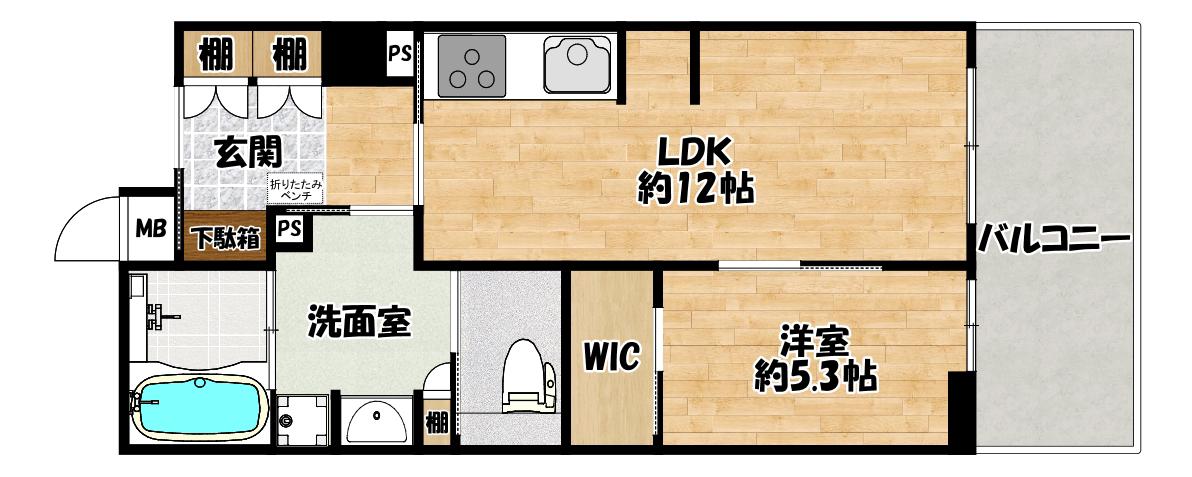 マスターズマンション神戸学園都市中楽坊(1LDK/7階)の間取り写真