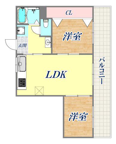 高島グリーンハイツ(2LDK/3階)の間取り写真
