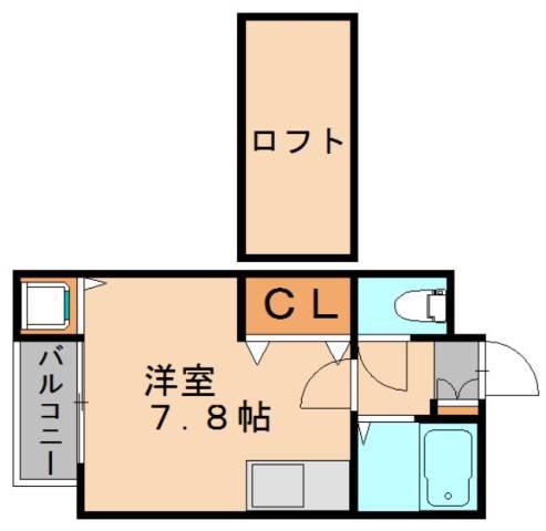 ビラージュ東光(1K/2階)の間取り写真