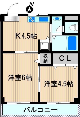 ウッドベル(2K/2階)の間取り写真