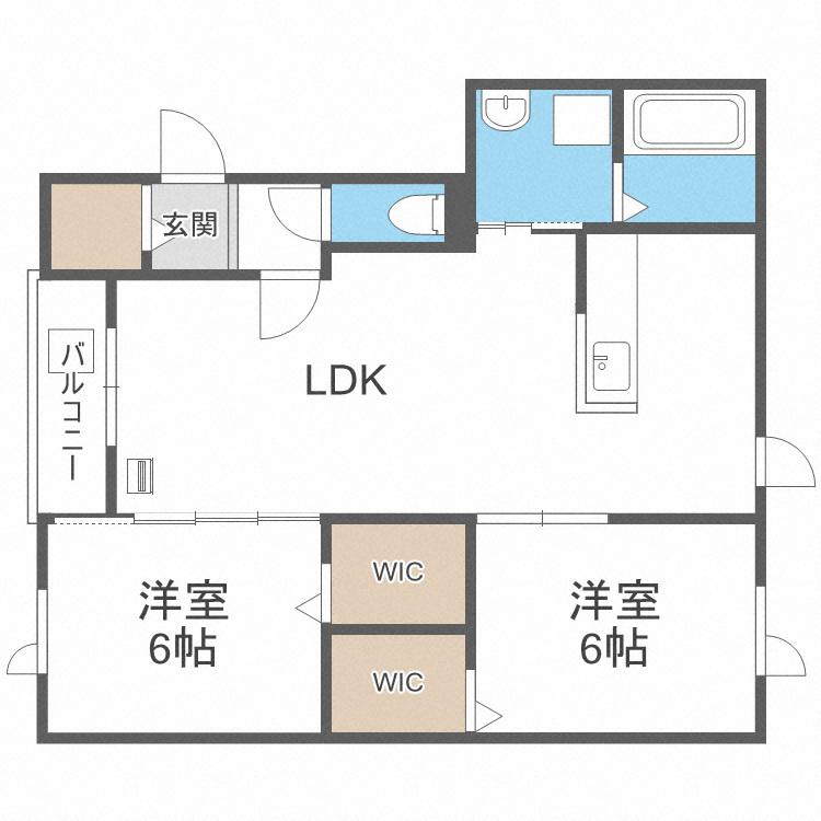 シャングリラ(2LDK/3階)の間取り写真