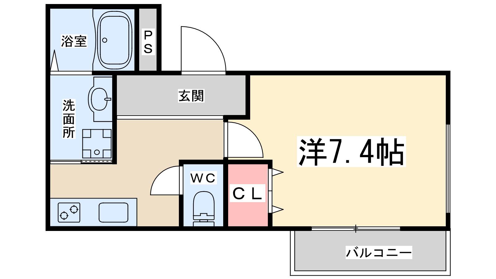 フジパレス西淡路3番館(1K/1階)の間取り写真