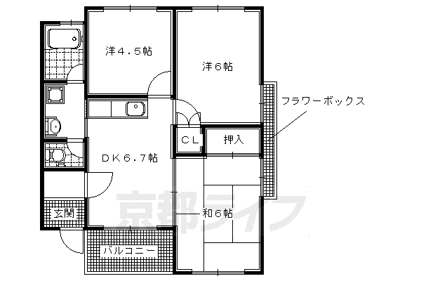 シャンブルパレス(3DK/2階)の間取り写真
