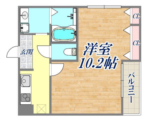 フジパレス甲東園2番館(1K/1階)の間取り写真
