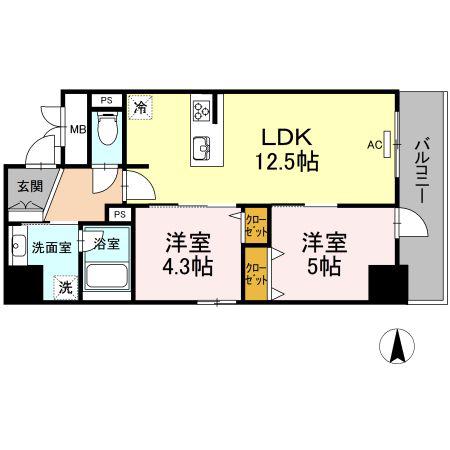 PHOENIX(2LDK/3階)の間取り写真