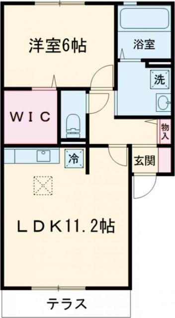 タスカータソルテB棟(1LDK/1階)の間取り写真