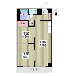 竹林マンションII(2LDK/3階)の間取り写真