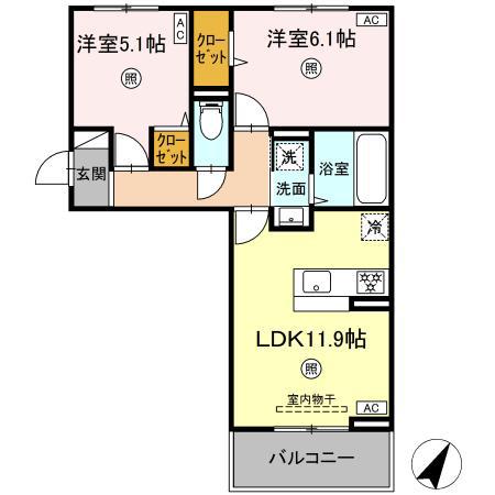 セジュールオッツ長嶺(2LDK/3階)の間取り写真