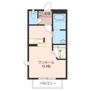 ヒルズコート湘南台(ワンルーム/1階)の間取り写真