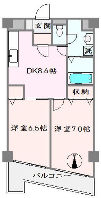 ヴィラロッソカバーロ(2DK/6階)の間取り写真