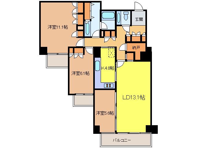 小石川パークタワー(3LDK/5階)の間取り写真
