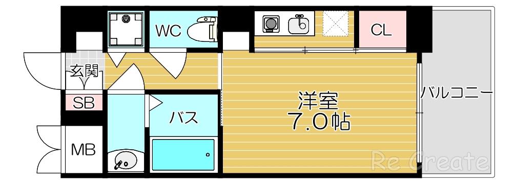 ジュネーゼグラン上本町(ワンルーム/3階)の間取り写真