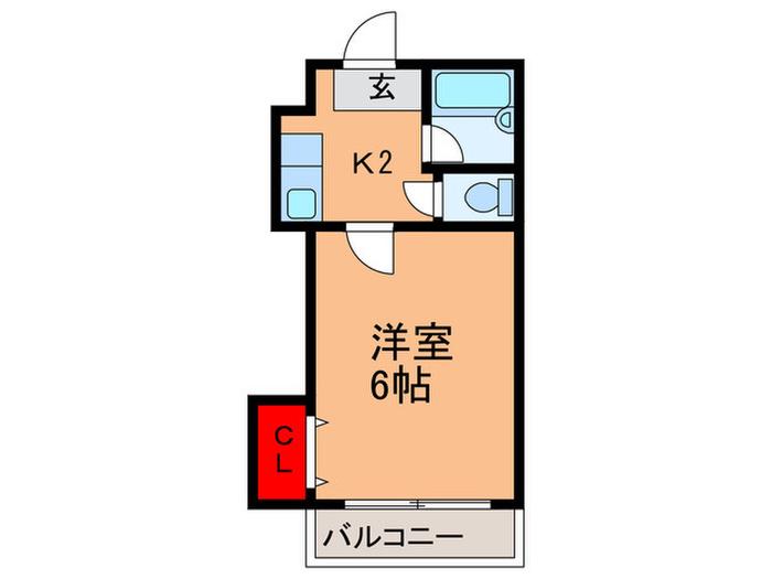 パームコート(1K/1階)の間取り写真