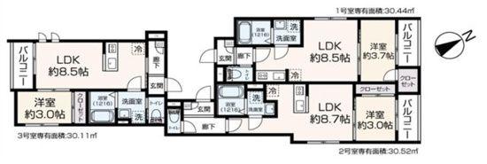 ZEH 箱崎 LASPACIO II(1LDK/1階)の間取り写真