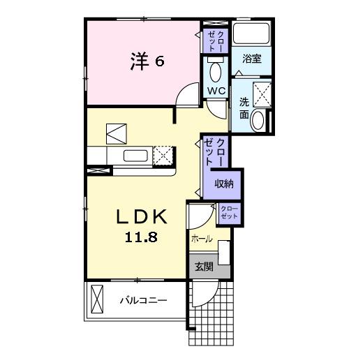 サンコリーヌ(1LDK/1階)の間取り写真