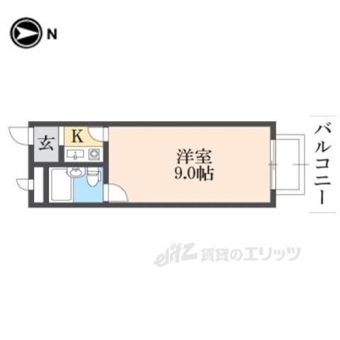 エクステリア法隆寺(ワンルーム/3階)の間取り写真