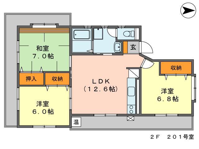 ジョイフル津島II号館(3LDK/2階)の間取り写真