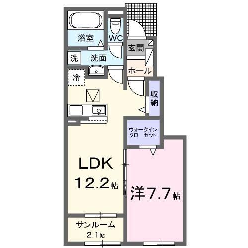 グランド・リュII(1LDK/1階)の間取り写真