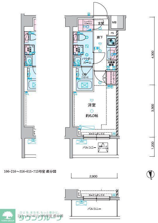GENOVIA谷塚(1K/3階)の間取り写真