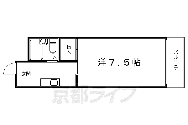 ジュネスイン京都(1K/3階)の間取り写真