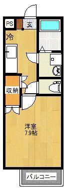 サニーベール八幡(1K/2階)の間取り写真