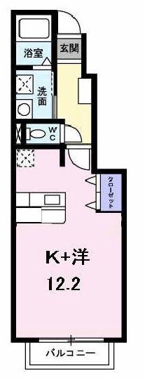 シャンテA棟(ワンルーム/1階)の間取り写真