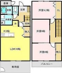 リヴェール北中根(3LDK/1階)の間取り写真