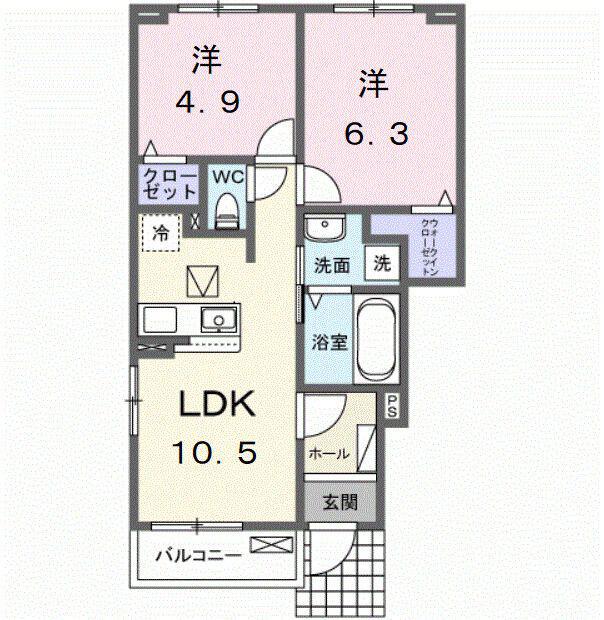 上辺見アパート(2LDK/1階)の間取り写真