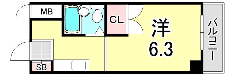 アーチ立花II(ワンルーム/3階)の間取り写真