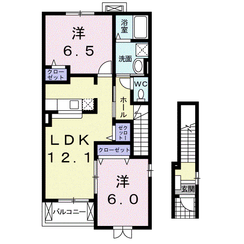 アルバ・田の上B(2LDK/2階)の間取り写真