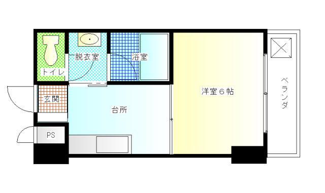 スカイハイツ東山(1K/2階)の間取り写真
