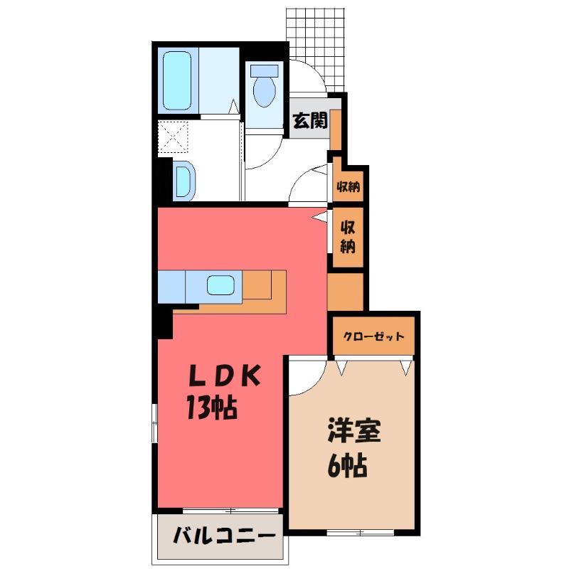 ル―チェ B(1LDK/1階)の間取り写真