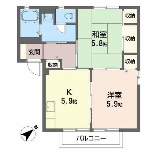 フレグランス入江(2K/1階)の間取り写真