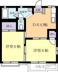 MGハイツA(2DK/1階)の間取り写真